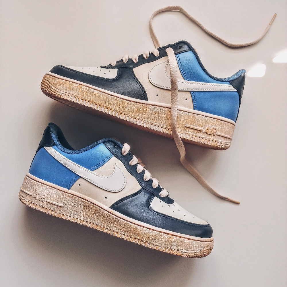 Nike Air Force 1 Sneakers Neo-Vintage WOMENS Size 8 Obsidian Carolina Blue